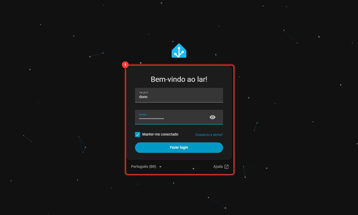 Tela de login do Home Assistant da caixa com o usuário dono